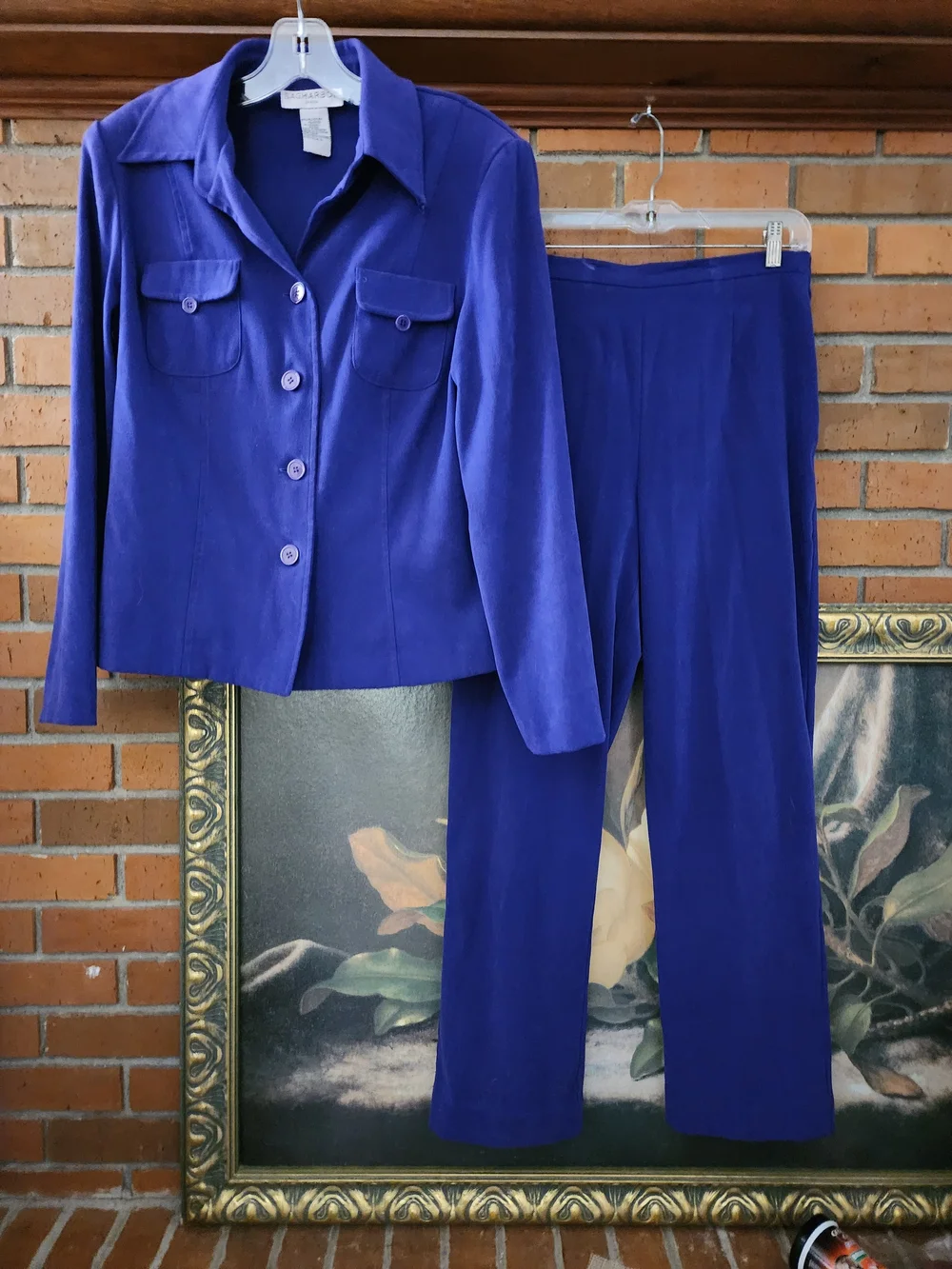 Sag Harbor Royal Purple Two-Piece Pantsuit with Button Jacket Size 10 Tall